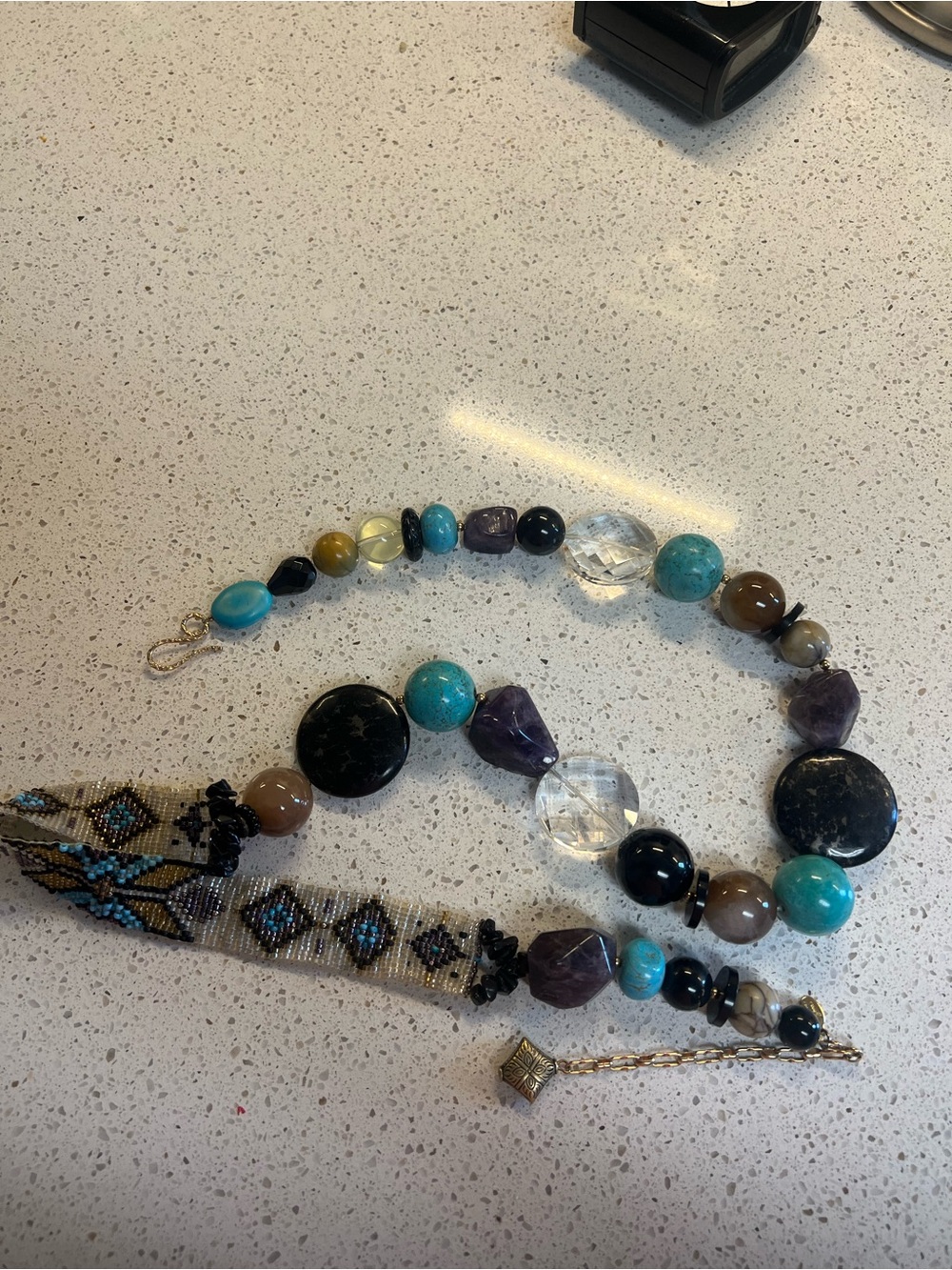 Designer Cynthia Jean Mixed Stone, Crystal, and Native American Bead Necklace